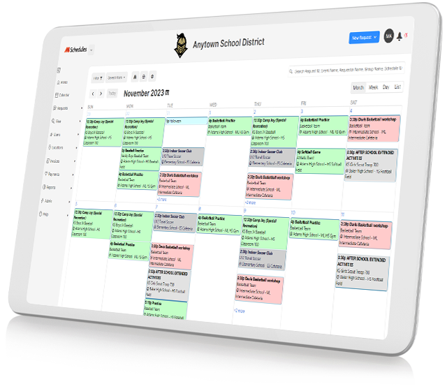 Écran MasterLibrary ML Schedules sur tablette