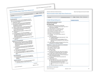 Cover Sheet - Telecom Room Design and Construction Checklists