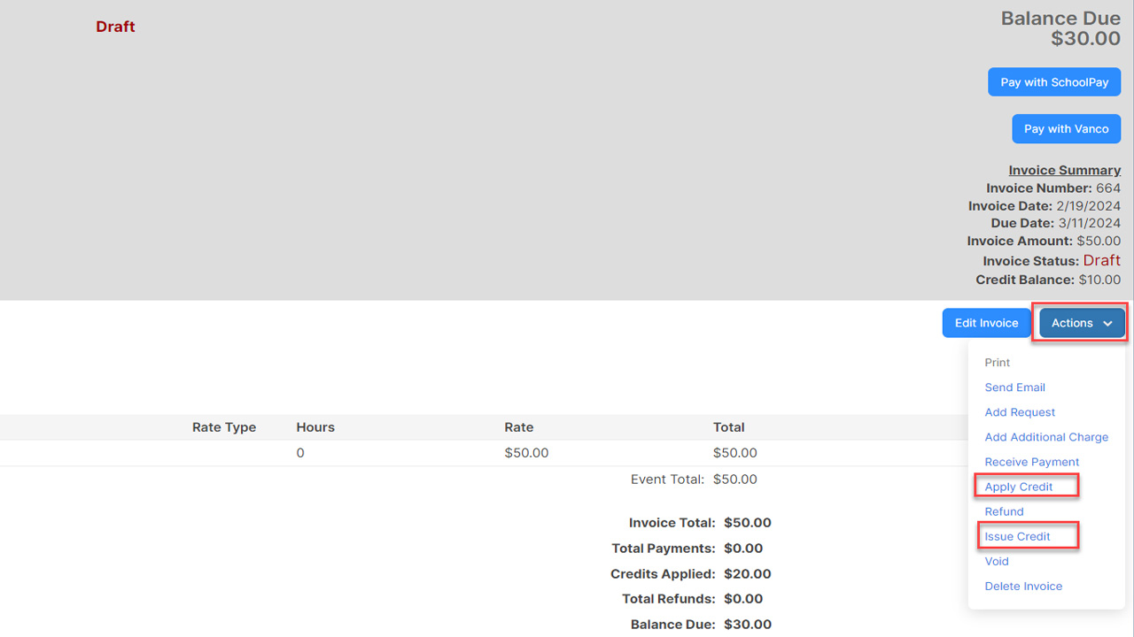 ML Schedules Invoicing Balance Due screen shot