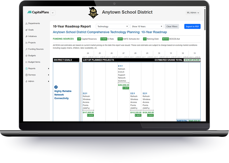 ML Capital Plans 10 Year Report Screenshot