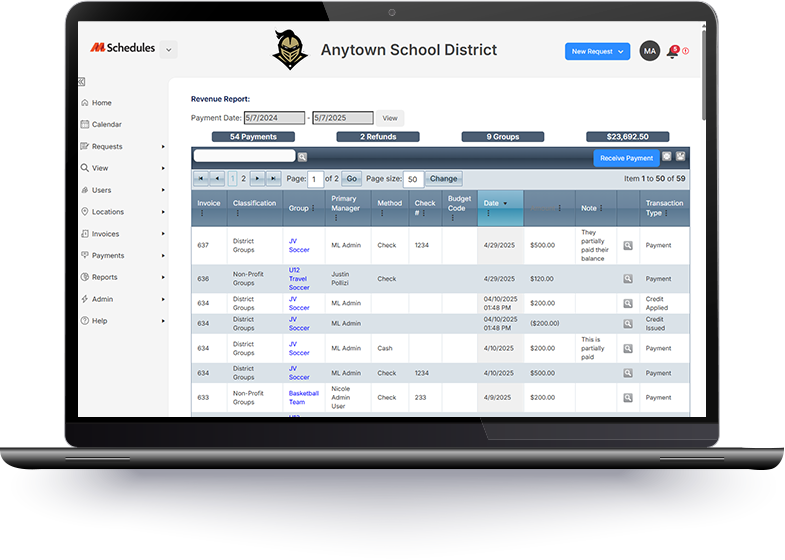 ML Schedules Revenue Report